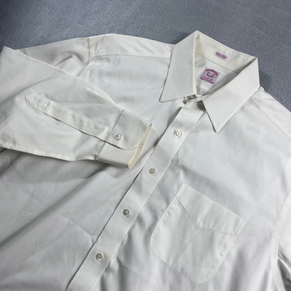Brooks Brothers Mens 16.5-33 Non-Iron White Cotton Dress Shirt Est 1818 LS